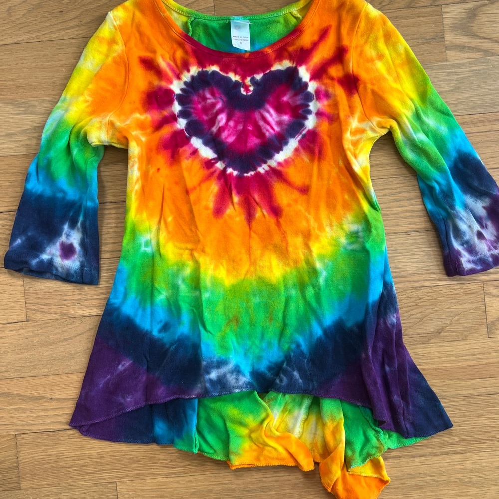 Rainbow Tie-Dye Long Sleeve Youth Tunic